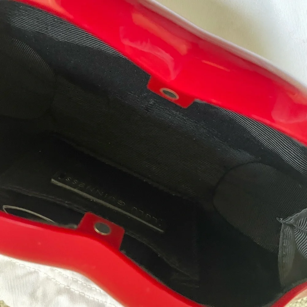 Lulu Guinness red lip clutch bag
